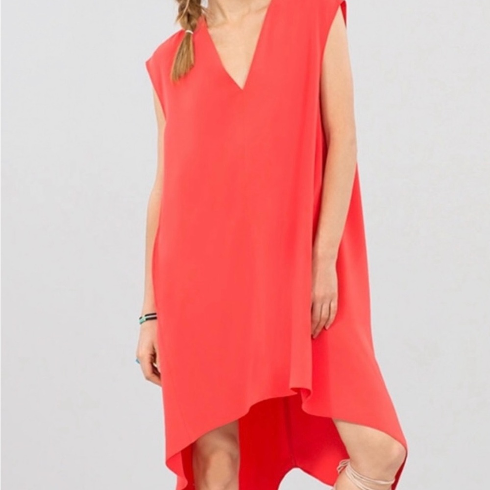 Rachael Ray  orange loose fitting kaftan hi low dress size Small